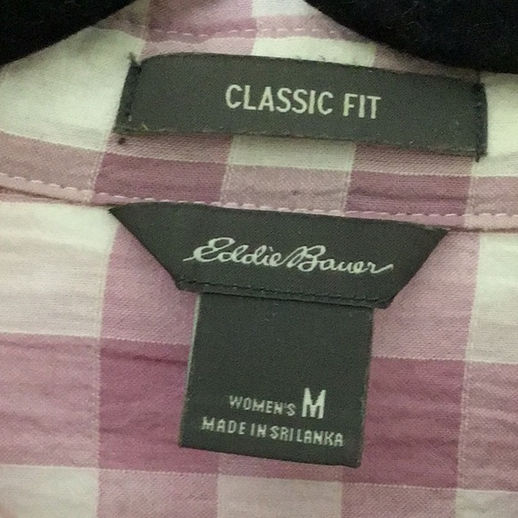 NWOT Eddie Bauer Classic Fit Shirt Medium  99% Cotton. 1% Spandex. White & Mauve - Picture 3 of 8